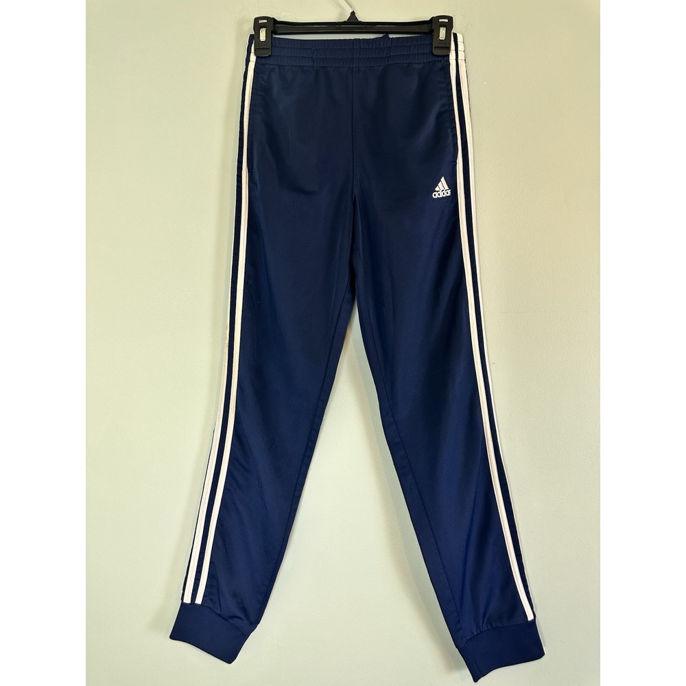 Adidas Active Youth Large 14/16 Navy Blue 3 Stripe Track Pants Joggers Athletic